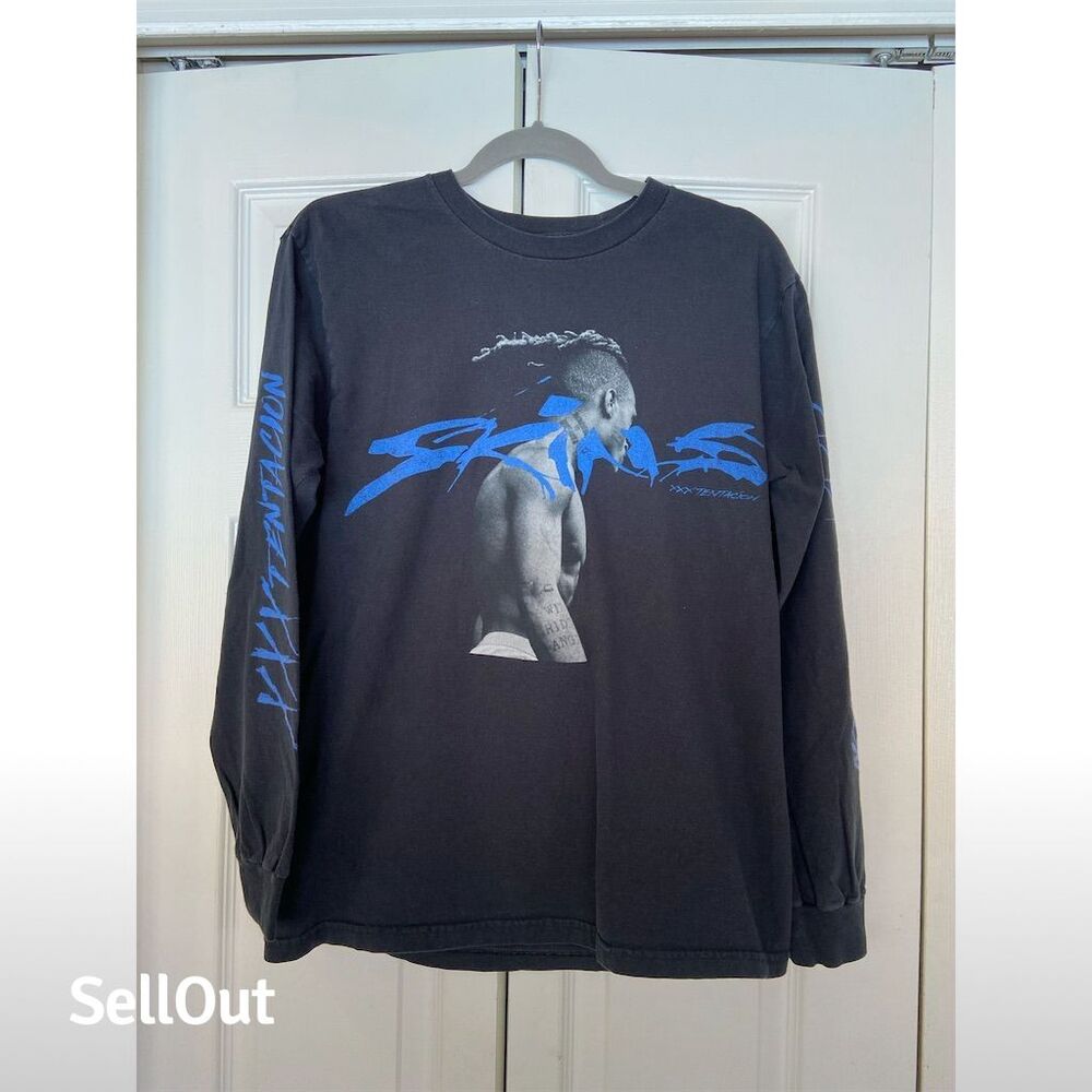 XXXTentacion Men's Long Sleeve Graphic T-Shirt Black Size M